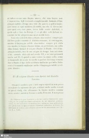13. Il Volgare illlustre non derivò dal dialetto