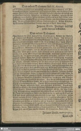 [Das andere Testament des sel. Autoris]