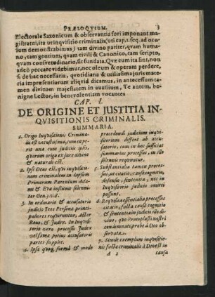 Cap. I. De Origine Et Justitia Inquisitionis Criminalis.