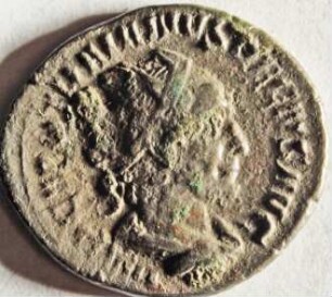 Römische Münze, Nominal Antoninian, Prägeherr Traianus Decius, Prägeort Rom, Original