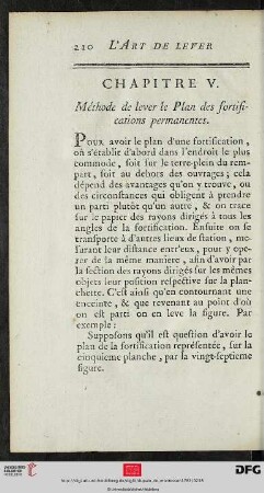 Chapitre V. Méthode de lever le Plan des fortifications permanentes