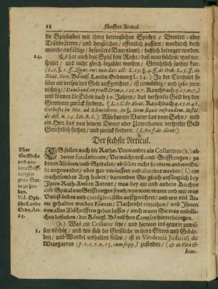 Der sechste Articul.