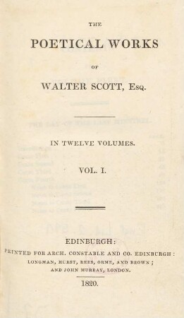 Vol. 1: The poetical works of Walter Scott, Esq.