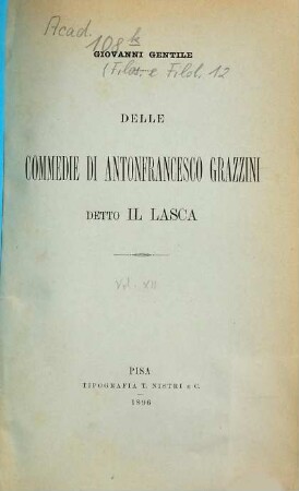 Annali della Scuola Normale Superiore di Pisa, Classe di Lettere e Filosofia. 12. 1897