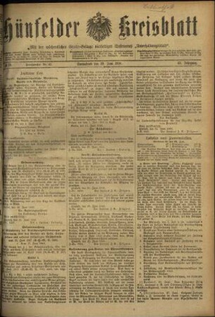 Ausgabe vom Samstag, den 29. Juni 1918.
