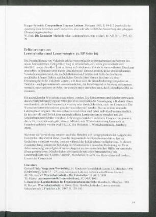 Erläuterungen zu: Lerntechniken und Lernstrategien