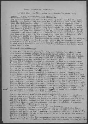Aldingen (Lkr. Tuttlingen): Visitationsbericht mit Pfarrbericht 1950