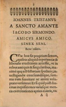 Ioh. Tristani Ad Iacobum Sirmondum epistola