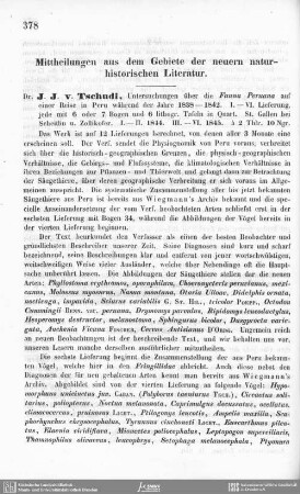 Mittheilungen aus dem Gebiete der neueren naturhistorischen Literatur.