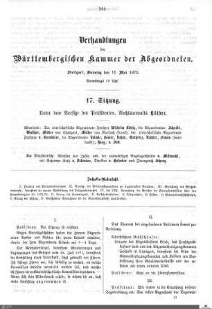 17. Sitzung, Stuttgart, 11.5.1875