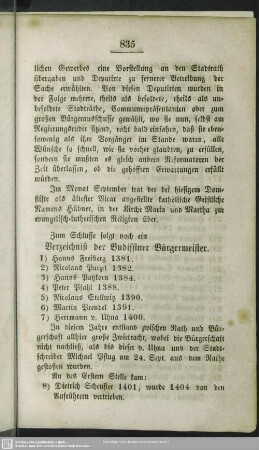Verzeichniß der sämmtlichen Bürgermeister