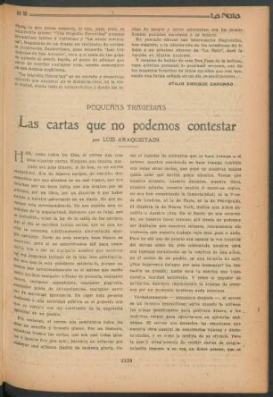 Pequeñas tragedias : Las cartas que no podemos contestar