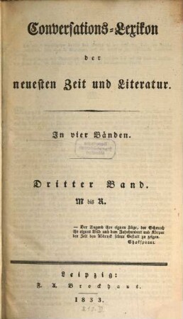 Conversations-Lexicon der neuesten Zeit und Literatur : in vier Bänden. 3, M bis R