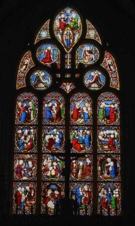 Frankreich. Basse Normandie. Manche. Sainte Marie du Mont. Kirche innen. Fenster 14 Jahrhundert