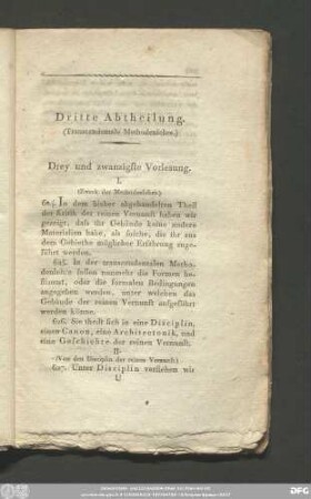 Drey und zwanzigste Vorlesung.