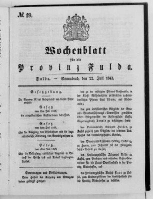 Nr. 29, Ausgabe vom 22. Juli 1843