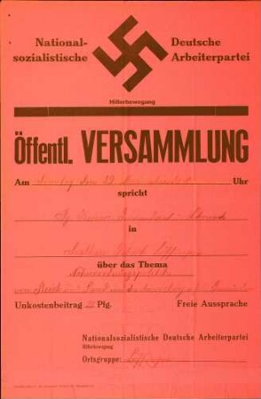 Versammlung der NSDAP-Ortsgruppe Löffingen: Notverordnung von Reich und Land