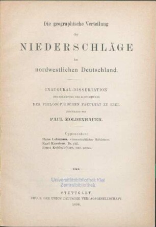 Die geographische Verteilung der Niederschläge im nordwestlichen Deutschland