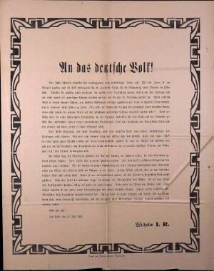 An das deutsche Volk: Eintritt in das 5.Kriegsjahr, Aufruf Kaiser Wilhelmes II.