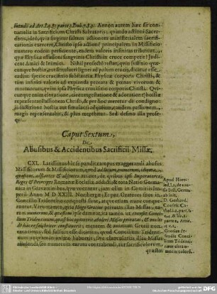 Caput Sextum. De Abusibus & Accidentibus Sacrificii Missae