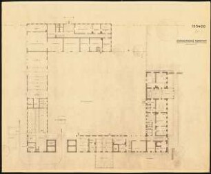 Ostdeutsches Forstamt Schinkelwettbewerb 1944: Forstmeister-Gehöft und Geschäftsgebäude. Grundriss EG 1:200