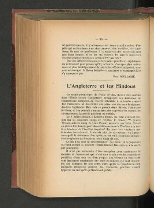 L'Angleterre et les Hindous.