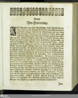 Kurtze Vor-Erinnerung
