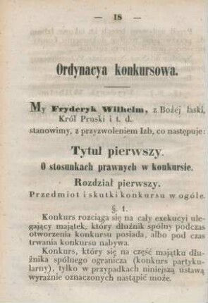 Tytul pierwszy. O stosunkach prawnych w konkursie