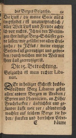 Die 15. Betrachtung. Golgatha ist mein rechter Libanus.