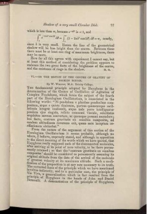 VI. On the motion of the centre of gravity of broken bodies.