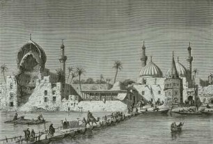 Irak, Bagdad, Schiffbrücke, Stich, 1861