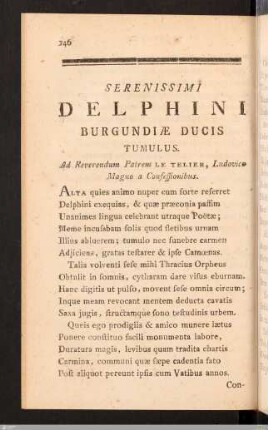 Epistolae. Serenissimi Delphini