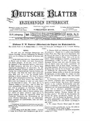 Professor F. W. Foerster (München) als Gegner der Einheitsschule : (Schluß)
