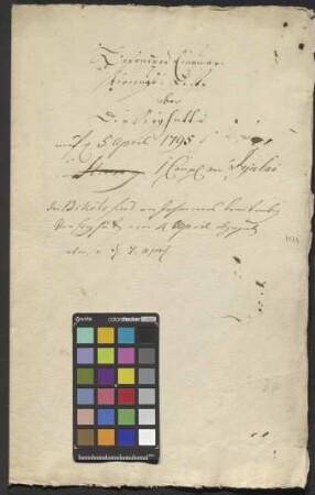 Besondere Einquartierungsliste über eine kaiserlich-königliche Kompanie von Giulay btw. Erzherzog Karl auf der Sieghütte vom 5. und 7. April 1795