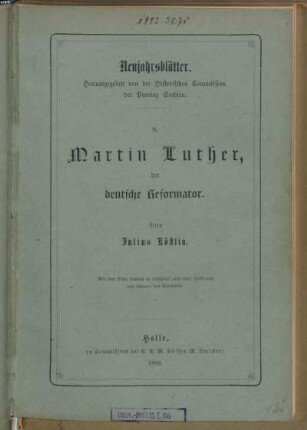 Martin Luther, der deutsche Reformator : mit dem Bilde Luthers in Lichtdruck nach einer Zeichnung von Schnorr von Carolsfeld