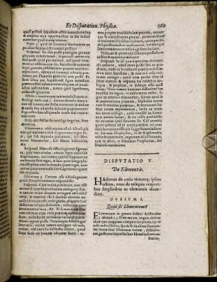 Disputatio V. De Elementis