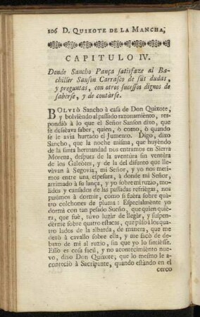 Capitulo IV. Donde Sancho Pança satisfaze al Bachillèr Sanson Carrasco de sus dudas, y preguntas, [...]