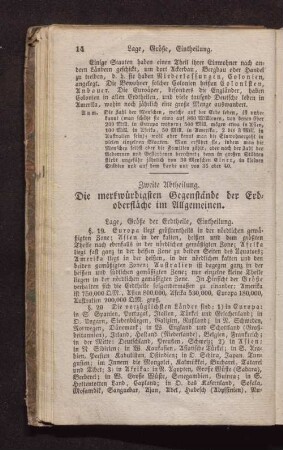 Zweite Abtheilung. Die merkwürdigsten Gegenstände der Erdoberfläche im Allgemeinen.