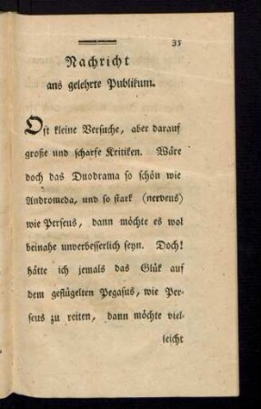 Nachricht ans gelehrte Publikum