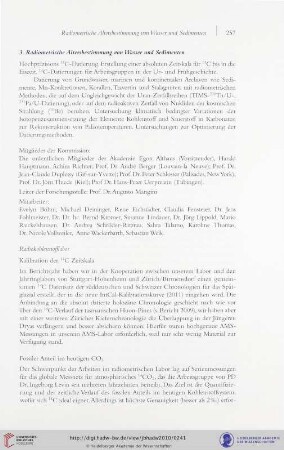 3. Radiometrische Altersbestimmung von Wasser und Sedimenten