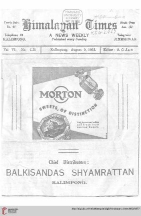 No. LII (09 August 1953)