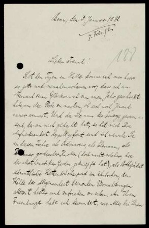 Nr. 6: Brief von Hermann Minkowski an Adolf Hurwitz, Bonn, 5.1.1892