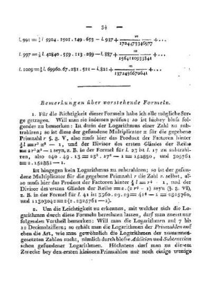 Bemerkungen über vorstehende Formeln.