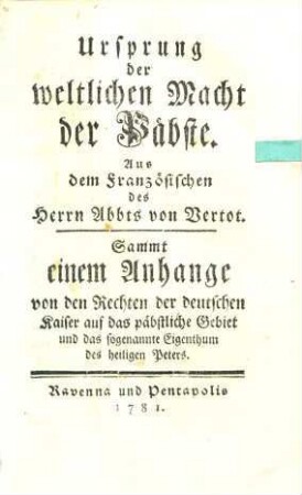 Ursprung der weltlichen Macht der Päbste