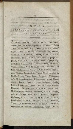 Index Lectorum Qui Nomina apud nos professi sunt.