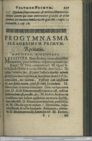 Progymnasma Sexagesimum Primum. Recitatio
