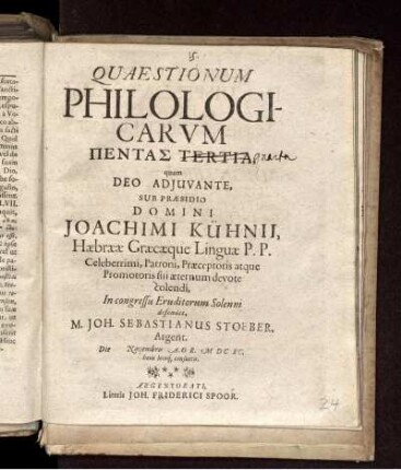 Quaestionum Philologicarum Pentas Tertia