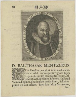 Bildnis des Balthasar Mentzerus