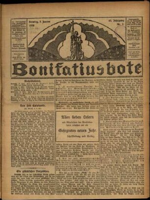 Erste Ausgabe vom Sonntag, den 03. Januar 1926.