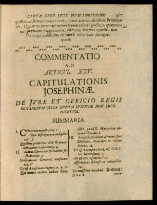 Commentatio Ad Articul. XXV. Capitulationis Josephinae. De Jure Et Officio Regis Romanorum Circa Cursum Justitiae Non Impediendum
